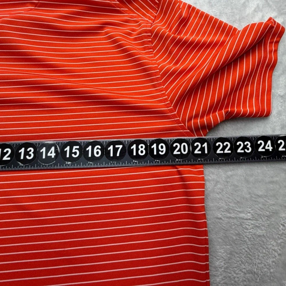 Nike Shirt Mens Medium Orange Striped Dri-Fit Performance Short‎ Sleeve Polo